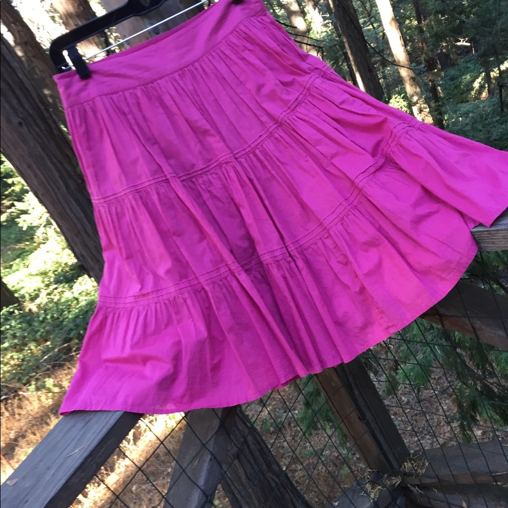Cotton pink magenta  crinkled  vintage tiered  mini skirt - Picture 6 of 7